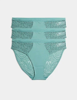 Набор женских трусиков Marks&Spencer High legs 14(42) 3 шт teal 0268