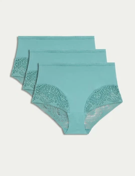 Набор трусиков Marks&Spencer высокая посадка Full briefs 12(40) 3 шт teal 0266