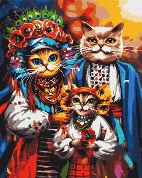 Картина по номерам Симя котиков-казаков ©Марианна Пащук 40x50 BS53690