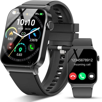 Смарт-часы STECEi 1.85" HD с Bluetooth-звонками, пульсометром, мониторингом сна и 110+ спортивными режимами черный
