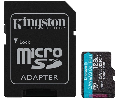 Карта памяти Kingston 128GB microSDXC сlass 10 UHS-I U3 V30 A2 Canvas Go Plus G4 (SDCG4/128GB)