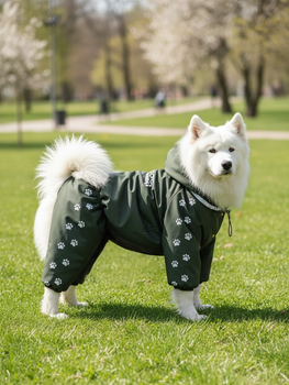 Дощовик для великих порід собак 3XL 56-57cm Самоід Хаскі Лайка Dog's Happiness Темна олива Дівчинка 0116-01/20