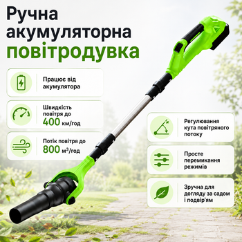 Ручная аккумуляторная воздуходувка для уборки сада, газона и двора