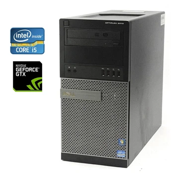 Игровой ПК Dell OptiPlex 9010 Tower / Intel Core i5-3470 (4 ядра по 3.2 - 3.6 GHz) / 16 GB DDR3 / 120 GB SSD + 500 GB HDD / nVidia GeForce GTX 1050, 2 GB GDDR5, 128-bit / DVD-RW / Win 10 Pro + Кабель питания б/у
