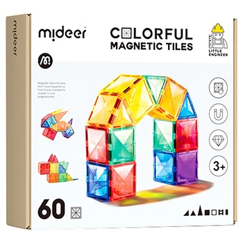 Магнитный конструктор Mideer Цветные магнитные плитки Colorful Magnetic Tiles, 60 деталей, от 3 лет (MD1142)