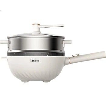 Вок электрический Midea HGE2811B 4 л с пароваркой и лопаткой