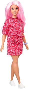 Лялька Барбі Модниця Barbie Fashionistas Doll with Long Pink Hair Wearing a Red Paisley Top & Skirt 151 (GHW65)