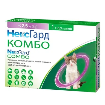 Капли на холку для кошек от 0,8 до 2,5 кг Boehringer Ingelheim NexGard Combo Spot-ON S - 1 шт.