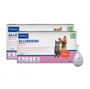 Краплі на холку для котів і собак вагою до 10кг Virbac Allerderm Spot-on (лікування дерматитів) емульсія -2мл піпеток - 6шт