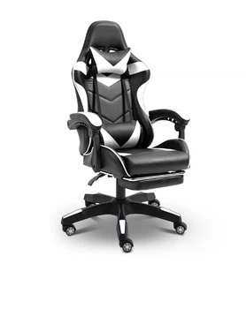 Кресло игровое GAMING CHAIR G-001 с подставкой для ног цвет черный/белый