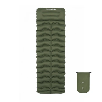 Матрас туристический надувной одноместный Naturehike CNK2550WS019, 200x60x9.5 см, зеленый, прямоугольный с мешком для надувания