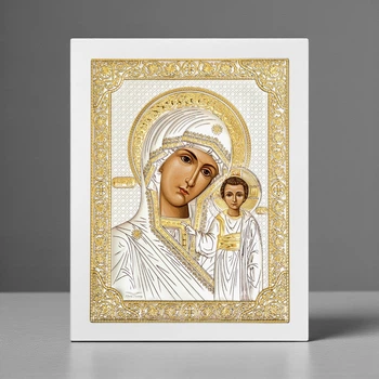 Икона серебряная от 11,5 x 14,5 см. Богородица Казанская. PR-3/002G/B