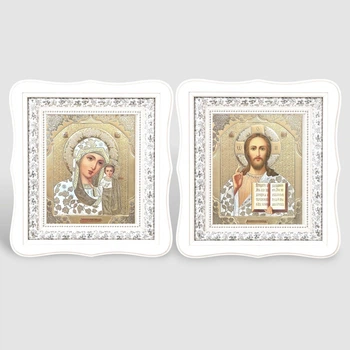 Иконы венчальные 24,5х27,5 см в белых фигурных киотах