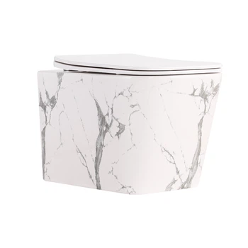 Унитаз подвесной Qtap Tern Ultra Quiet 520×345×325 мм, Marble, с сиденьем Slim Duroplast / Soft-close / Quick Release