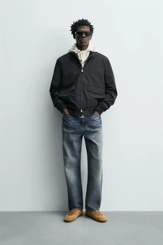 Мужская легкая куртка-бомбер Zara navy blue XL, арт.5854\049\401