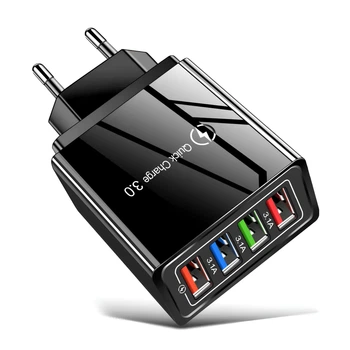 Сетевое зарядное устройство для быстрой зарядки 4 port USB Quick Charge 3.0 Black (12W) — компактная универсальная зарядка с