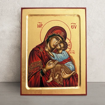 Писаная икона Божией Матери Сладкое Лобзание (Гликофилуса) 22,5×29 см