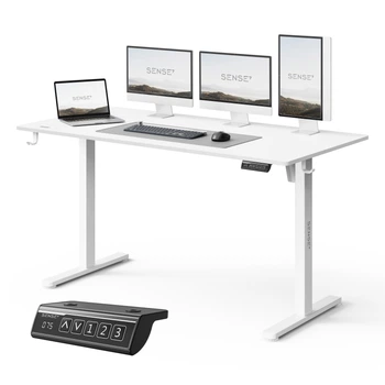 Комп'ютерний стіл SENSE7 NOJO LIGHT 140×70 см з електричним регулюванням висоти, білий