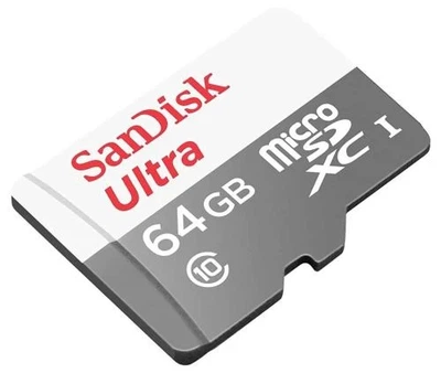 Карта пам'яті microSDXC, 64Gb, SanDisk Ultra, Class10 UHS-I U1, без адаптера, до 100 МБ/с (SDSQUNR-064G-GN3MN)