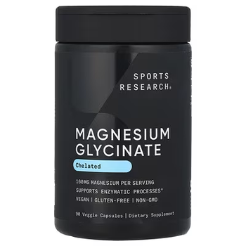 Гліцинат магнію Sports Research Magnesium Glycinate 90 капсул, хелатний магній для сну