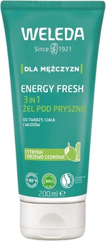 Żel pod prysznic męski Weleda Energy Fresh 3w1 nawilżający 200 ml (7611916558283)