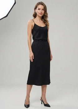 Спідниця-комбінація міді прямого крою Honey Fashion Accessories S/M чорний (10-150)