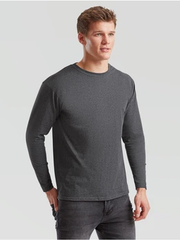 Мужская футболка с длинным рукавом Fruit of the Loom Valueweight 100% хлопок Темно-серый меланж, XXL