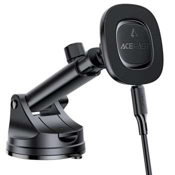 Автодержатель с БЗУ Acefast D47 Magnetic Charging 15W (center console) Black