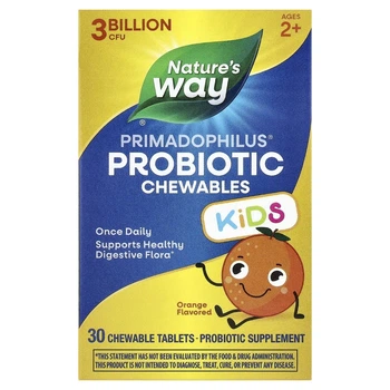 Пробиотики Nature's Way Пробиотики для детей от 2 лет 3 млрд КОЕ вкус апельсина Primadophilus Kids Probiotic 30 жевательных таблеток