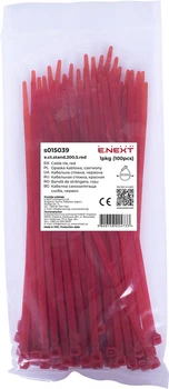 Кабельная стяжка (хомут) 5х200мм E.NEXT e.ct.stand.200.5.red (100шт), красная (s015039)