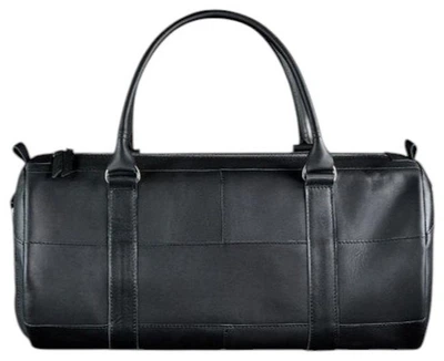 Чоловіча шкіряна дорожня сумка Harper (barrel bag) з натуральної шкіри Krast з ременем чорна 59746