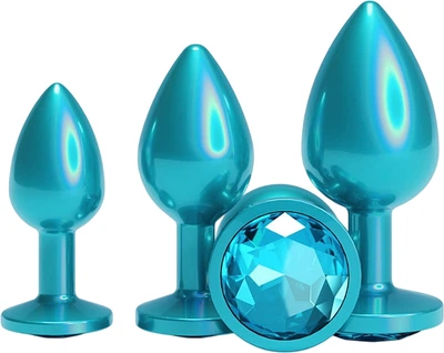 Набор анальных пробок NS Novelties Rear Assets Trainer Kit Iridescent Teal Teal Gem (657447111273)