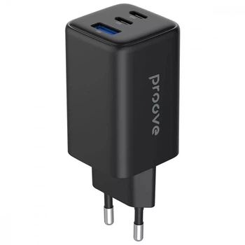 Зарядное устройство Proove Pocket GaN 65W Сетевой адаптер 2Type-C/USB с быстрой зарядкой QC4+/PD3.0, Черный