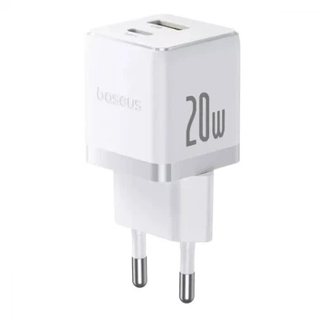 Зарядное устройство Baseus Palm Fast Charger 20W Сетевой адаптер Type-C/USB с быстрой зарядкой PD3.0/QC3.0, Белый