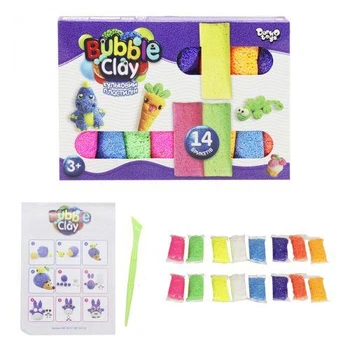 Шариковый пластилин "Bubble Clay" 14 цветов (укр) 4847086
