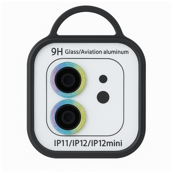 Защитное стекло на камеру Diamonds Lens для iPhone 11 12 12 mini стеклянное с рамкой защита камеры Rainbow SR-547