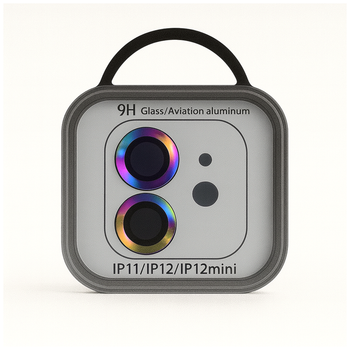 Защитное стекло на камеру Metal Classic для iPhone 11 12 12 mini с рамкой максимальная защита Rainbow SR-547