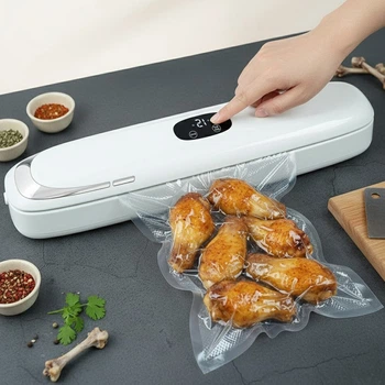 Вакуумный упаковщик пищевых продуктов с дисплеем от сети + 5 пакетов, Vacuum Sealer, Зеленый