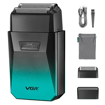 Электробритва VGR V-372 GREEN шейвер, двойное лезвие, 7500 RPM, влагозащита