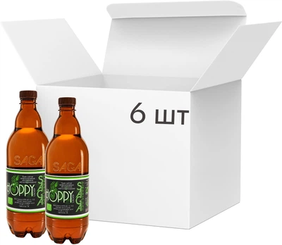Упаковка пива Saga Hoppy Lager светлое нефильтрованное 4.9% 0.66 л x 6 шт (4820195891124)