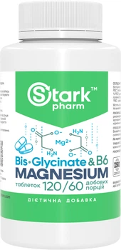 Магній та вітамін B6 Stark Pharm Magnesium Bis-Glycinate & B6 120 таблеток (6732) (4829888052590)