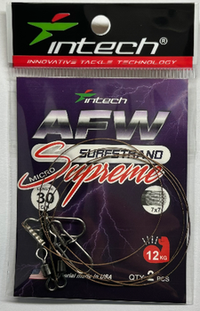 Поводок металлический Intech AFW Surfstrand Micro Supreme 7x7, 30 см, 0,35 мм, 26 lb (12 кг), 2 шт./уп.(FS_570C1806BEBC)