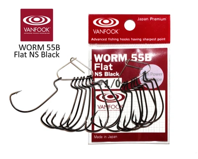 Крючок офсетный Vanfook WORM55B Flat NS Black #01 (8 шт.)(FS_84B38310F0CE)