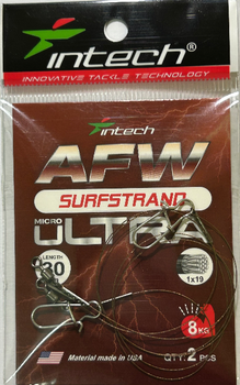Поводок Intech AFW Surfstrand Micro Ultra 1x19, 30 см, 0,26 мм, 17 lb (8 кг), 2 шт./уп.(FS_DE13BFBCF3B0)
