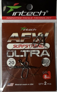 Поводок металлический Intech AFW Surfstrand Micro Ultra 1x19, 20 см, 0,26 мм, 17 lb (8 кг), 2 шт./уп.(FS_1831FD8E1E3E)