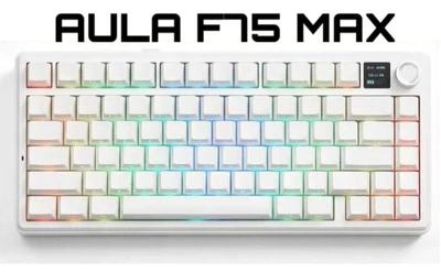 Клавіатура AULA F75 MAX White Бездротова Ігрова Механічна. 2.4G/Bluetooth/Кабель. із Екранчиком, Акумулятор 4000mAh. Reaper Switch
