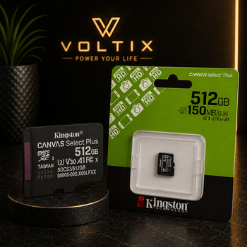Карта памяти Kingston microSDXC 512GB Canvas Select Plus, UHS-I, U3, V30, A1, 150 МБ/с