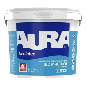 Зносостійка глибокоматова фарба для стін та стель AURA Neolatex 5 л