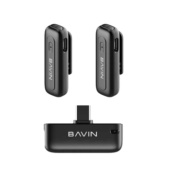 Петличний мікрофон бездротовий BAVIN MP-106 AI noise reduction Type-C Black