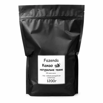 Какао Натуральное темное Fazenda алкализованное премиум качества 1200г